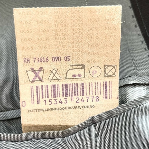 HUGO BOSS Bertolucci/Cinema Suit‎ Jacket Navy Blue Chalk Stripe Virgin Wool, 38R - Picture 13 of 13